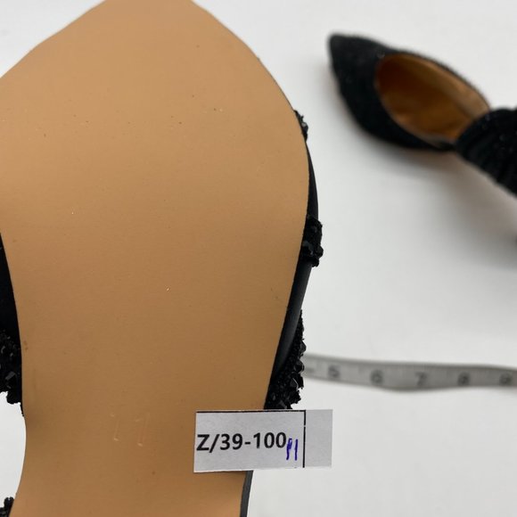 XYD black pointy toe rhinestone low heels kitten pumps shoes - Picture 8 of 8